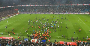 Trabzon fans on the pitch