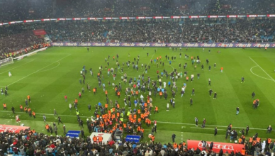 Trabzon fans on the pitch